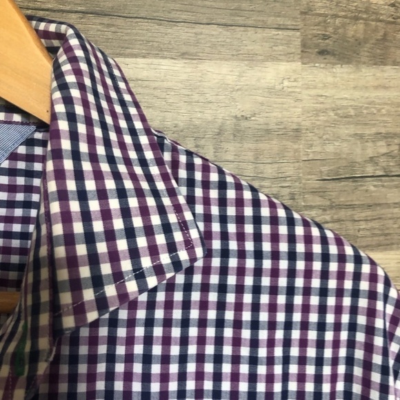 Tommy Hilfiger Blue and Purple Checked Button Down Shirt Large - Picture 2 of 6